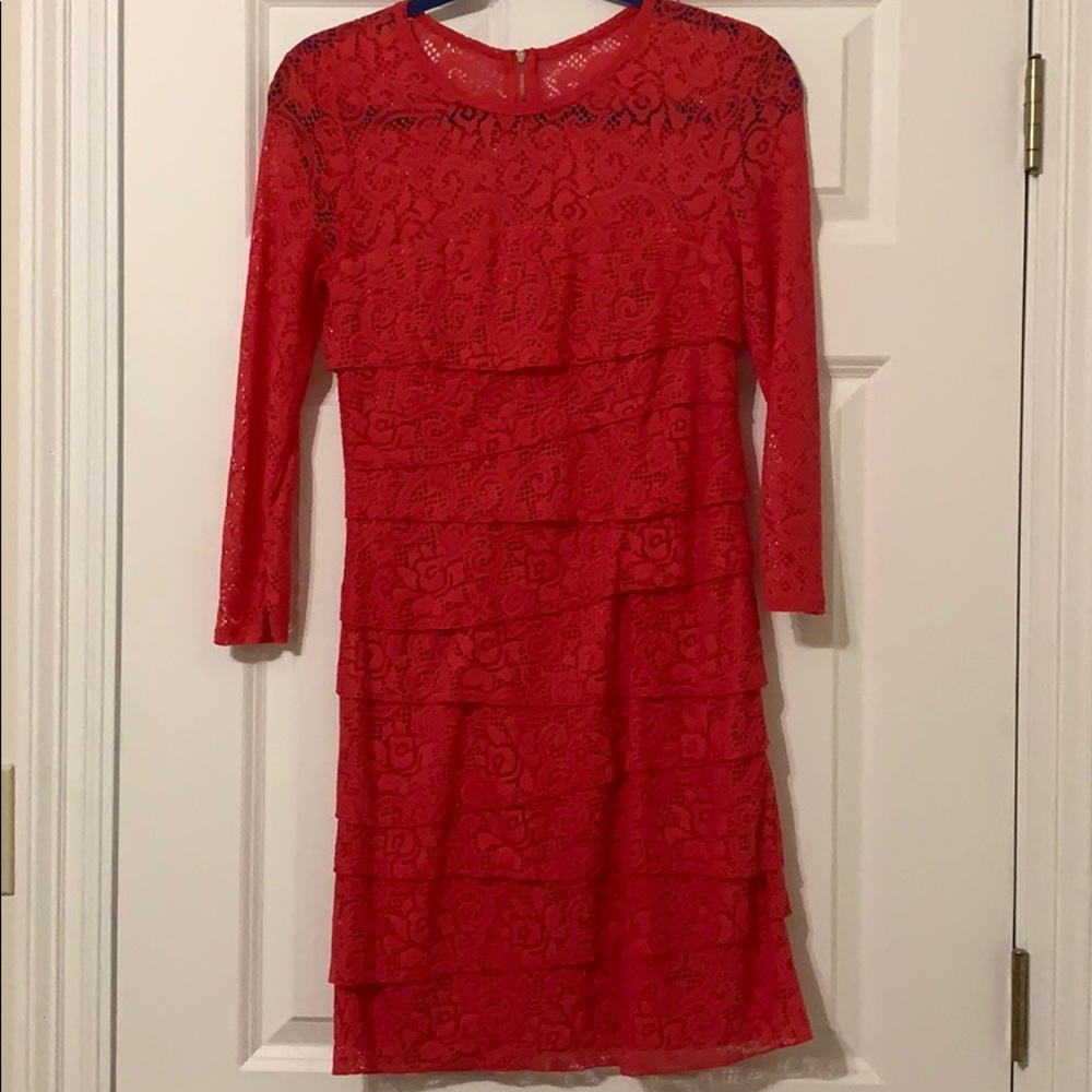 Laundry pink lace dress with 7/8 sleeves